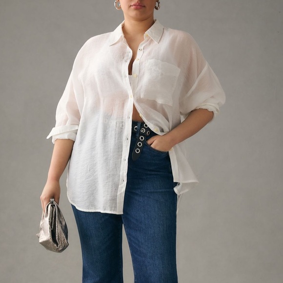 Maeve Tops - Maeve by Anthropologie Button Down Shirt Sheer Edition